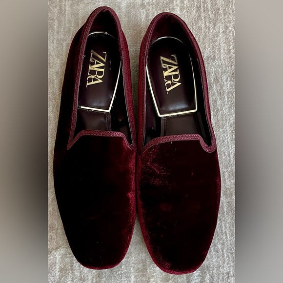 Zara Shoes - ZARA Velvet Loafers 7.5 Flats Merlot Burgandy Women’s 7 1/2 Shoes Size 38